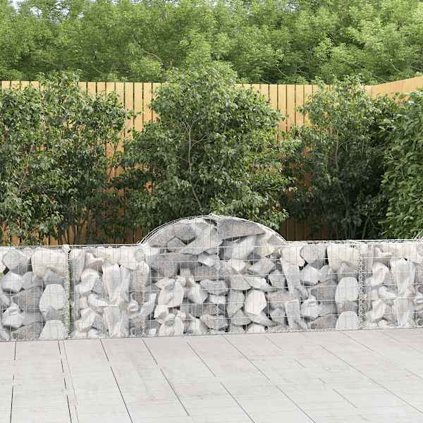 Kaarekujuline gabioonkorv 200 × 30 × 60/80 cm, tsingitud raud – hõbedane – 25 tk