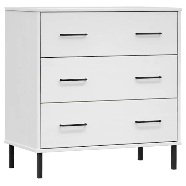 3 sahtliga puhvetkapp, valge, 77 × 40 × 79,5 cm täispuidust, OSLO