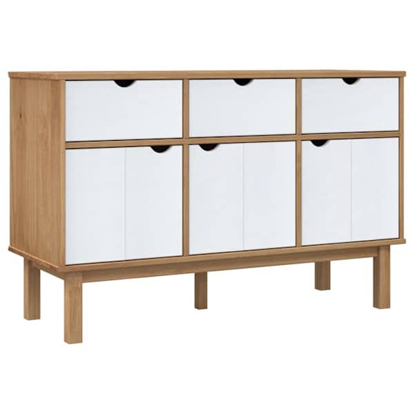 Puhvetkapp "OTTA", pruun ja valge, 114 × 43 × 73,5 cm, männipuit