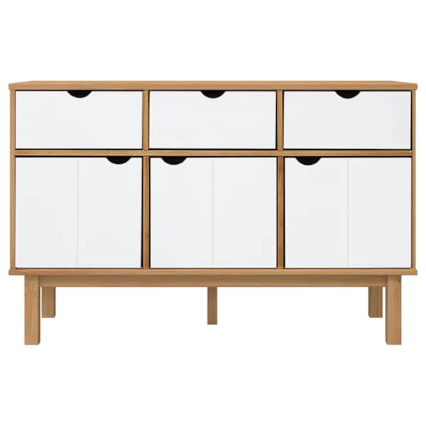 Puhvetkapp "OTTA", pruun ja valge, 114 × 43 × 73,5 cm, männipuit