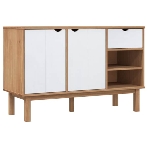 Puhvetkapp "OTTA", pruun ja valge, 114 × 43 × 73,5 cm, männipuit