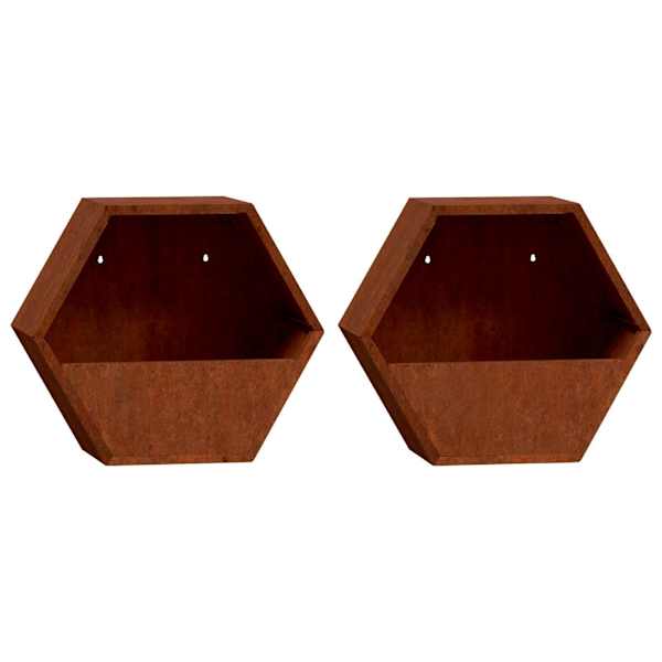 Taimekast 30 × 10 × 25 cm, corten-teras – roostekarva – 2 tk