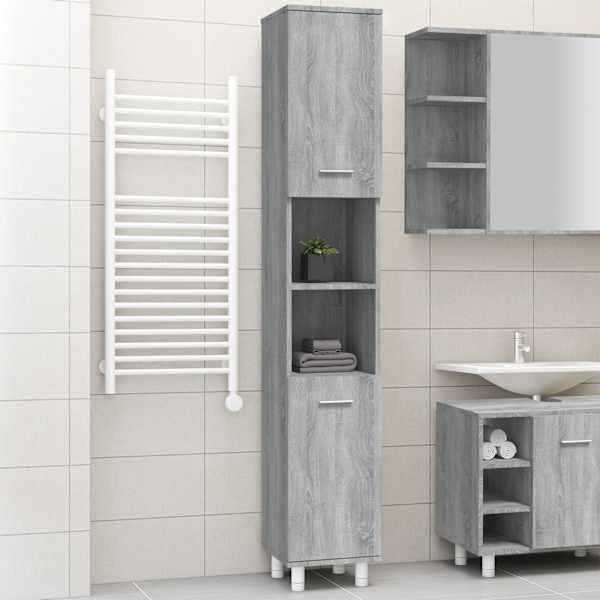 Vannitoakapp, hall Sonoma tamm, 30 × 30 × 179 cm, tehispuit