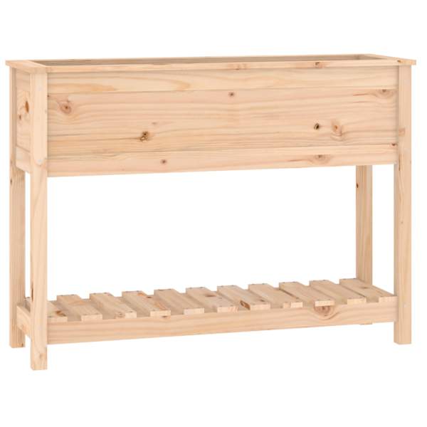 Taimekast riiuliga 111,5 × 34,5 × 81 cm, männipuit (töötlemata) – naturaalne