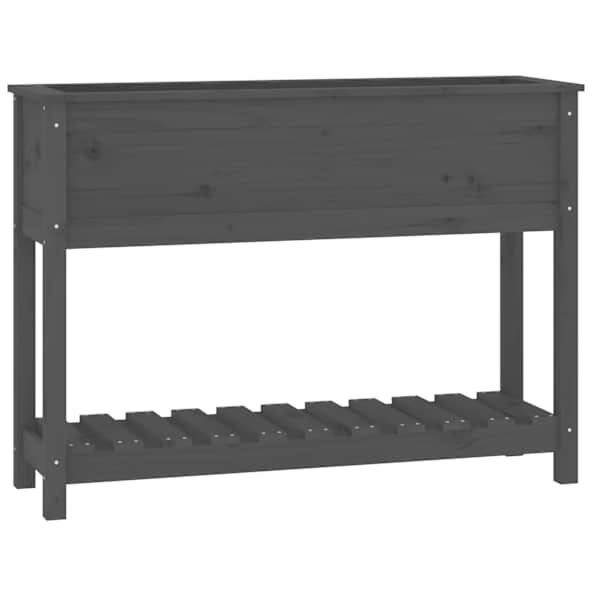 Taimekast riiuliga 111,5 × 34,5 × 81 cm, täismännipuit – hall
