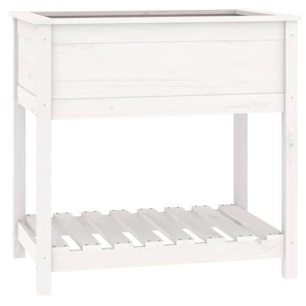 Taimekast riiuliga 82,5 × 54 × 81 cm, täismännipuit – valge