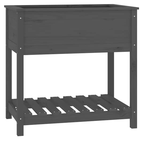Taimekast riiuliga 82,5 × 54 × 81 cm, täismännipuit – hall