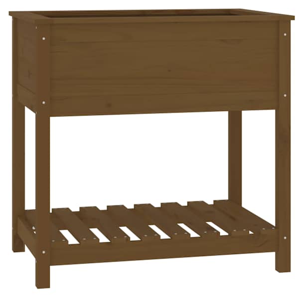 Taimekast riiuliga 82,5 × 54 × 81 cm, täismännipuit – meepruun