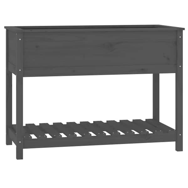 Taimekast riiuliga 111,5 × 54 × 81 cm, täismännipuit – hall