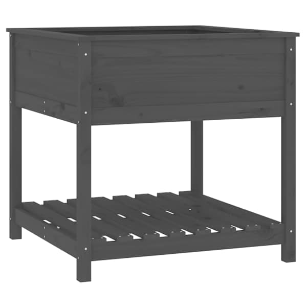 Taimekast riiuliga 82,5 × 82,5 × 81 cm, täismännipuit – hall