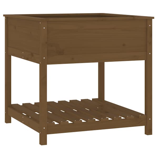 Taimekast riiuliga 82,5 × 82,5 × 81 cm, täismännipuit – meepruun