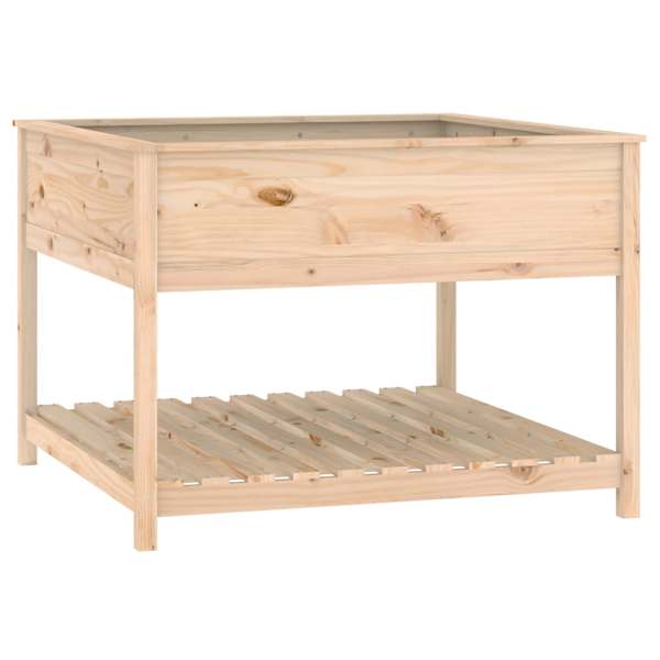 Taimekast riiuliga 111,5 × 111,5 × 81 cm, männipuit (töötlemata) – naturaalne