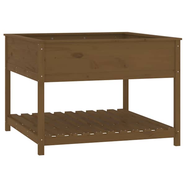 Taimekast riiuliga 111,5 × 111,5 × 81 cm, täismännipuit – meepruun