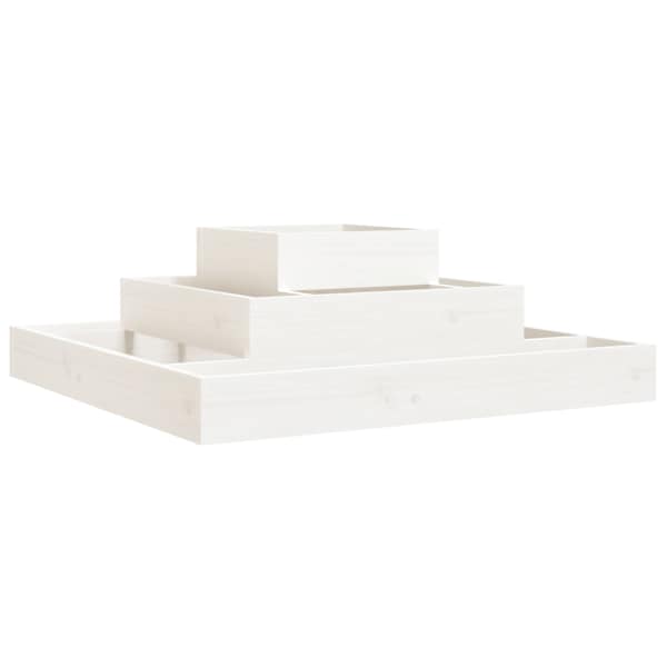 Taimekast 80 × 80 × 27 cm, täismännipuit – valge
