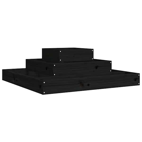 Taimekast 80 × 80 × 27 cm, täismännipuit – must