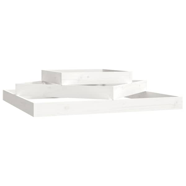 Taimekast 112 × 112 × 27 cm, täismännipuit – valge