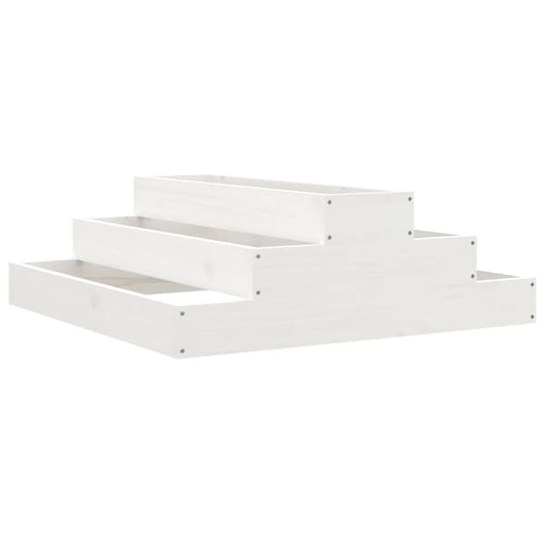 Taimekast 80 × 80 × 27 cm, täismännipuit – valge
