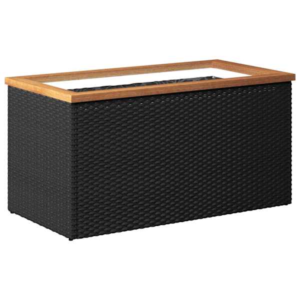 Taimekast 80 × 40 × 40 cm, PE-rotang, pulbervärvitud teras, akaatsiapuit, plast – must, pruun