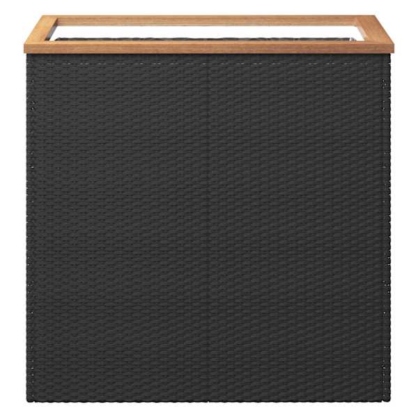 Taimekast 80 × 40 × 80 cm, PE-rotang, pulbervärvitud teras, akaatsiapuit, plast – must, pruun