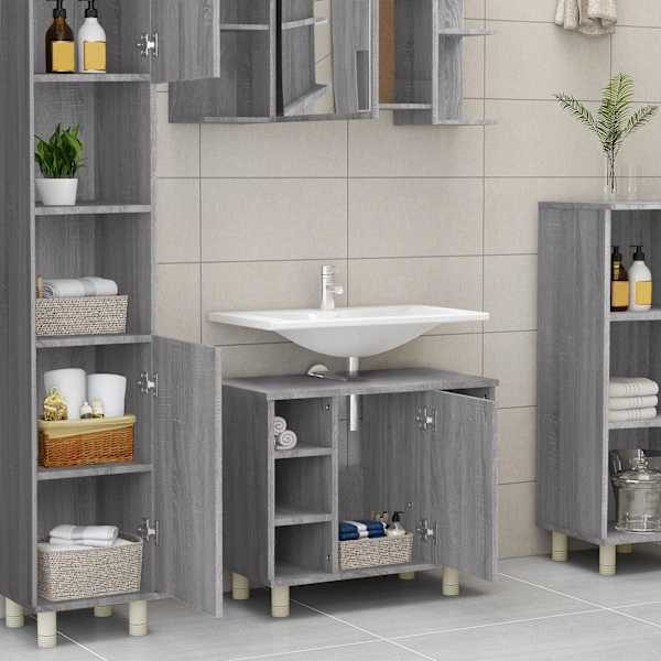 Vannitoakapp, hall Sonoma tamm, 60 × 32 × 53,5 cm, tehispuit