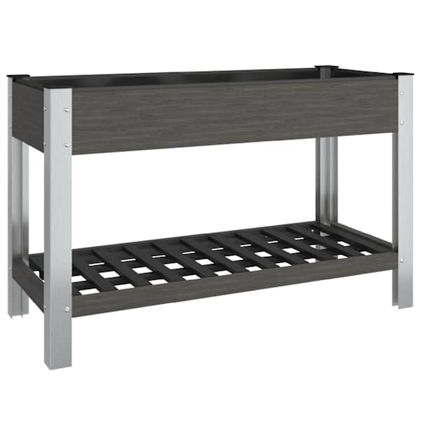 Peenrakast riiuliga 120 × 50 × 75 cm, puidu-plasti segu (WPC), teras, alumiinium – hall