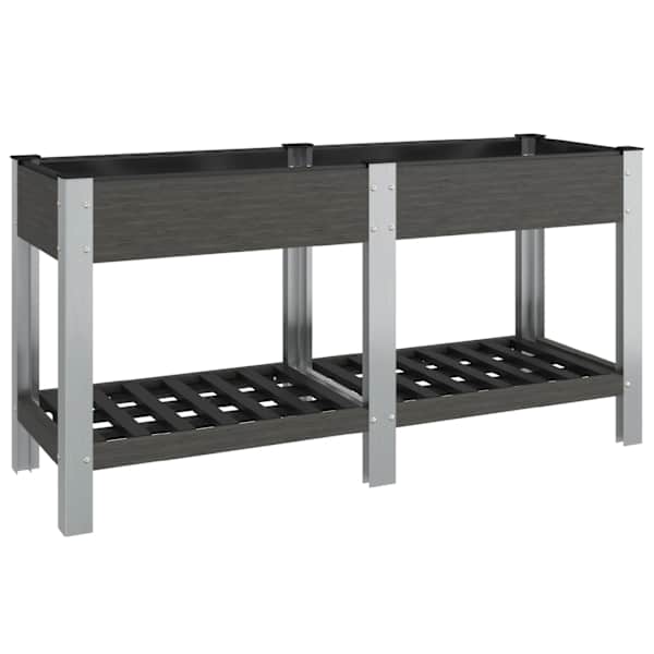 Peenrakast riiuliga 150 × 50 × 75 cm, puidu-plasti segu (WPC), teras, alumiinium – hall