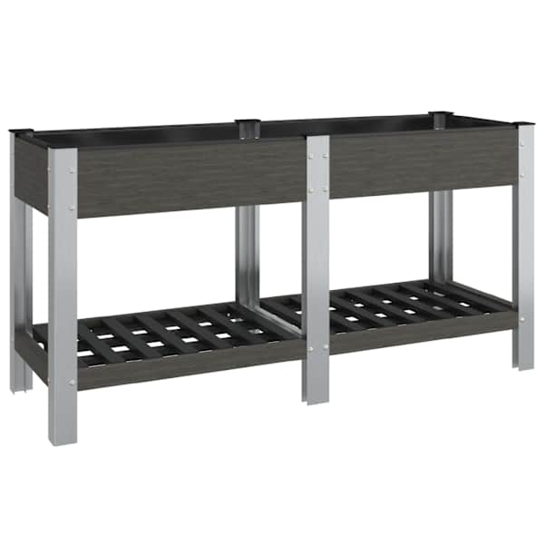 Peenrakast riiuliga 175 × 50 × 75 cm, puidu-plasti segu (WPC), teras, alumiinium – hall