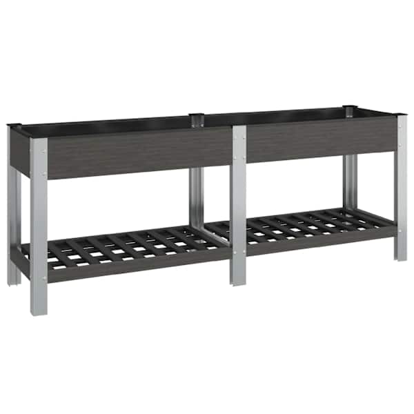 Peenrakast riiuliga 200 × 50 × 75 cm, puidu-plasti segu (WPC), teras, alumiinium – hall