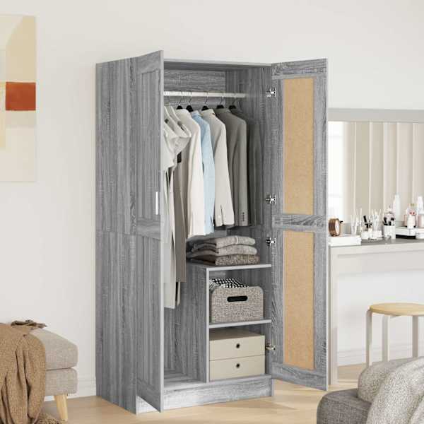 Riidekapp, hall Sonoma tamm, 82,5 × 51,5 × 180 cm, tehispuit