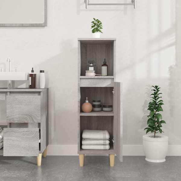 Vannitoakapp, hall Sonoma tamm, 30 × 30 × 100 cm, tehispuit