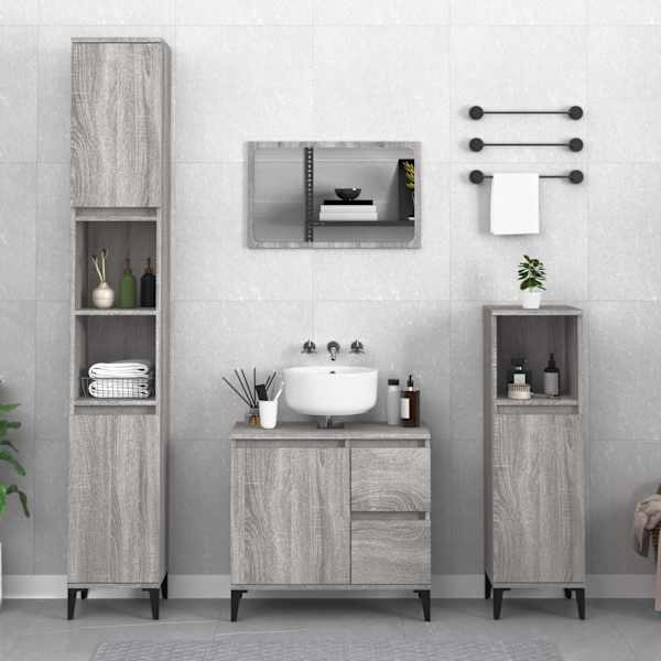 Vannitoakapp, hall Sonoma tamm, 30 × 30 × 100 cm, tehispuit