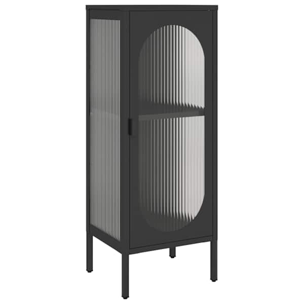 Puhvetkapp, must, 40 × 35 × 105 cm, klaas ja teras