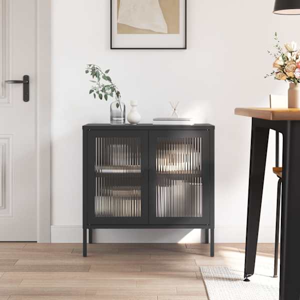 Puhvetkapp, must, 70 × 35 × 70 cm, klaas ja teras