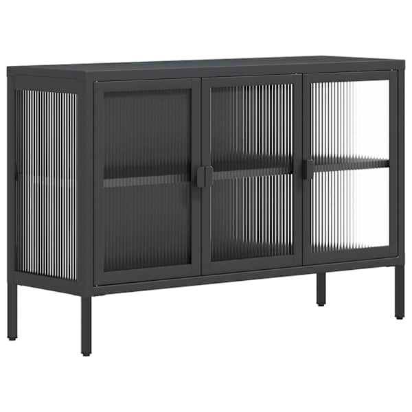 Puhvetkapp, must, 105 × 35 × 70 cm, klaas ja teras