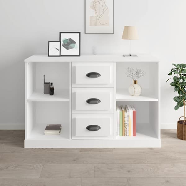 Puhvetkapp, kõrgläikega valge, 104,5 × 35,5 × 67,5 cm, tehispuit