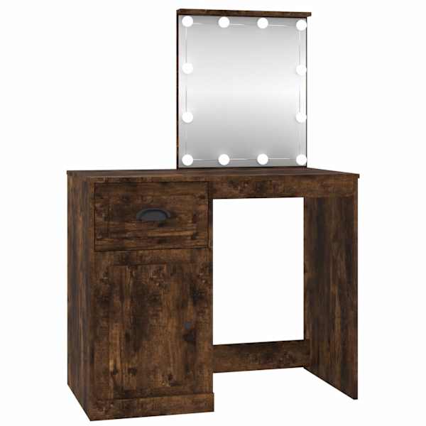 Tualettlaud LED-iga, suitsutatud tamm, 90 × 50 × 132,5cm, tehispuit
