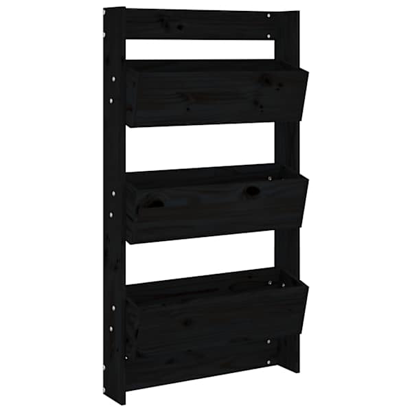 Taimekast 3-tasandiline 60 × 18,5 × 110 cm, täismännipuit – must