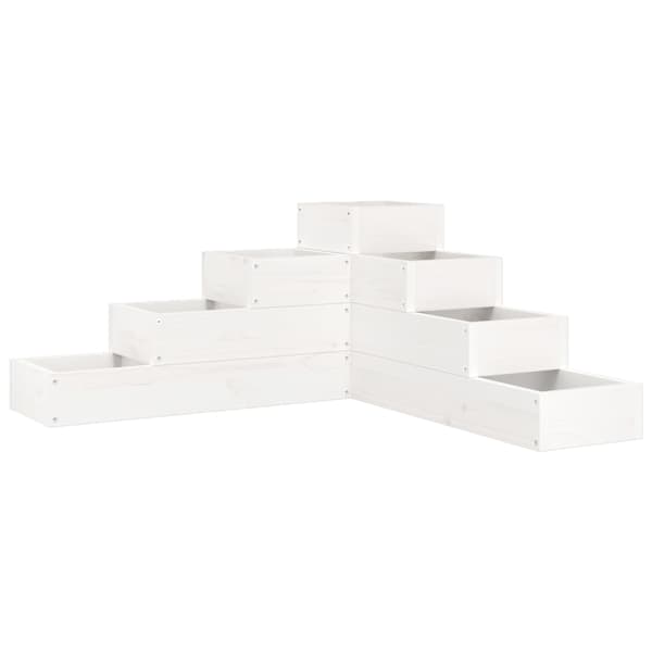Taimekast 4-tasandiline 80,5 × 79 × 36 cm, täismännipuit – valge
