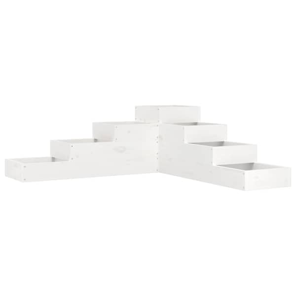 Taimekast 4-tasandiline 106 × 104.5 × 36 cm, täismännipuit – valge