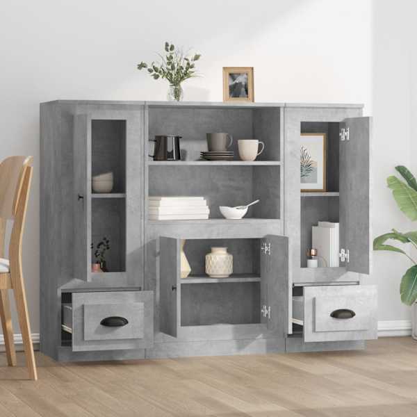 Kõrged kapid 3 tk, betoonhall, tehispuit