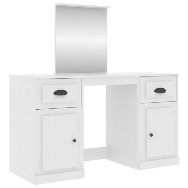Tualettlaud peegliga, valge, 130 × 50 × 132,5 cm