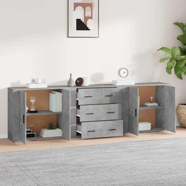 Puhvetkapid 3 tk, betoonhall, tehispuit