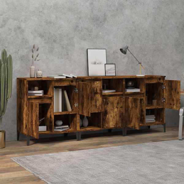 Puhvetkapid 3 tk, suitsutatud tamm, 60 × 35 × 70 cm, tehispuit