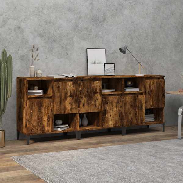 Puhvetkapid 3 tk, suitsutatud tamm, 60 × 35 × 70 cm, tehispuit