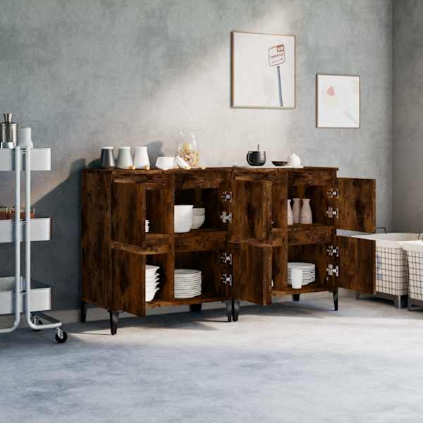 Puhvetkapid 2 tk, suitsutatud tamm, 60 × 35 × 70 cm, tehispuit