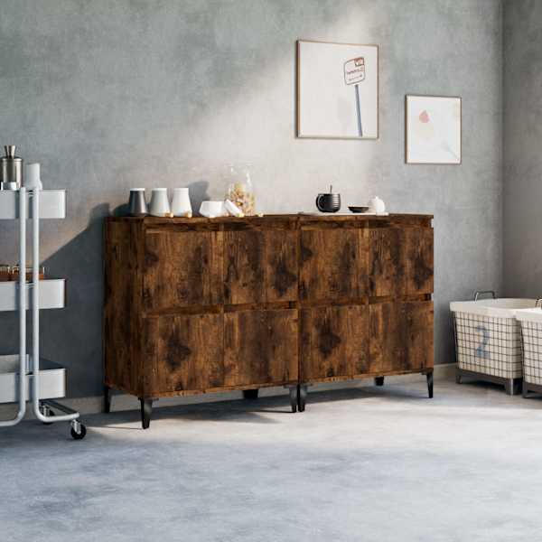 Puhvetkapid 2 tk, suitsutatud tamm, 60 × 35 × 70 cm, tehispuit