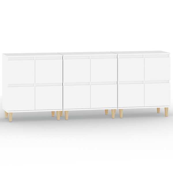 Puhvetkapid 3 tk, valge, 60 × 35 × 70 cm, tehispuit