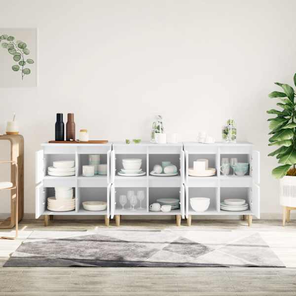 Puhvetkapid 3 tk, valge, 60 × 35 × 70 cm, tehispuit