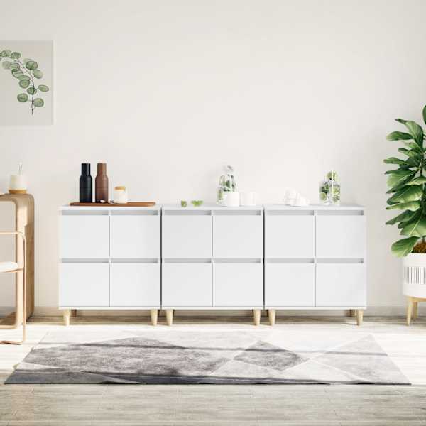 Puhvetkapid 3 tk, valge, 60 × 35 × 70 cm, tehispuit