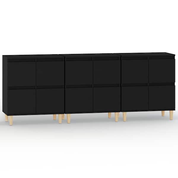 Puhvetkapid 3 tk, must, 60 × 35 × 70 cm, tehispuit